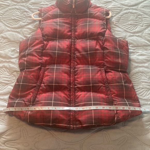 Eddie Bauer Premium Goose Down Vest Red “Tartan” Plaid Sz. M - Picture 11 of 13